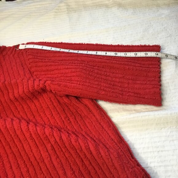 Red CHENILLE Short Button Front Jacket with Round Collar Ladies Size Large - Picture 12 of 15